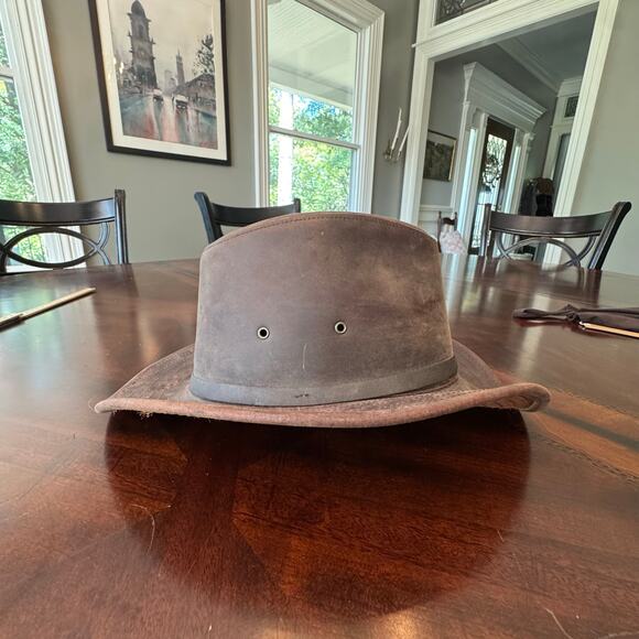 Henschel Hat Company USA HH Brown Leather Western Cowboy Hat Size Large - Picture 2 of 9
